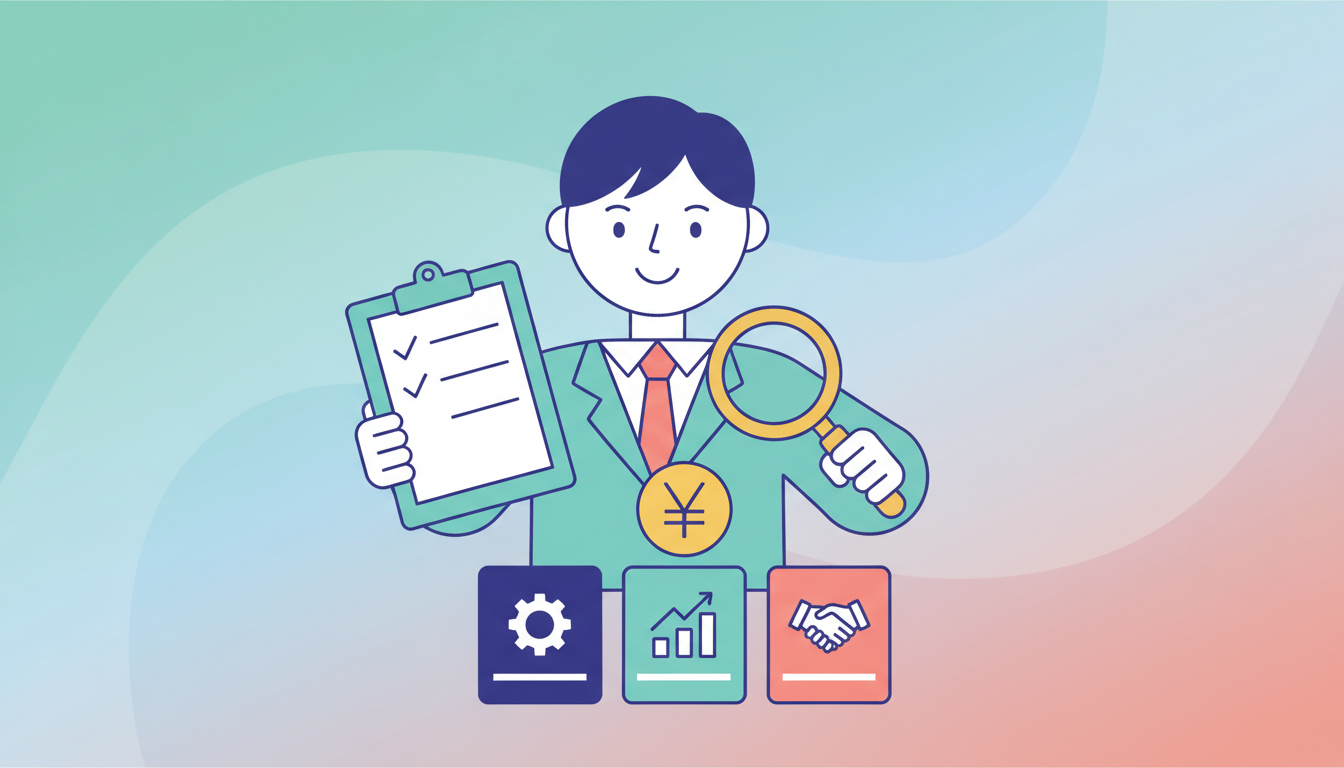 ファクタリング会社の選び方を解説するイラスト