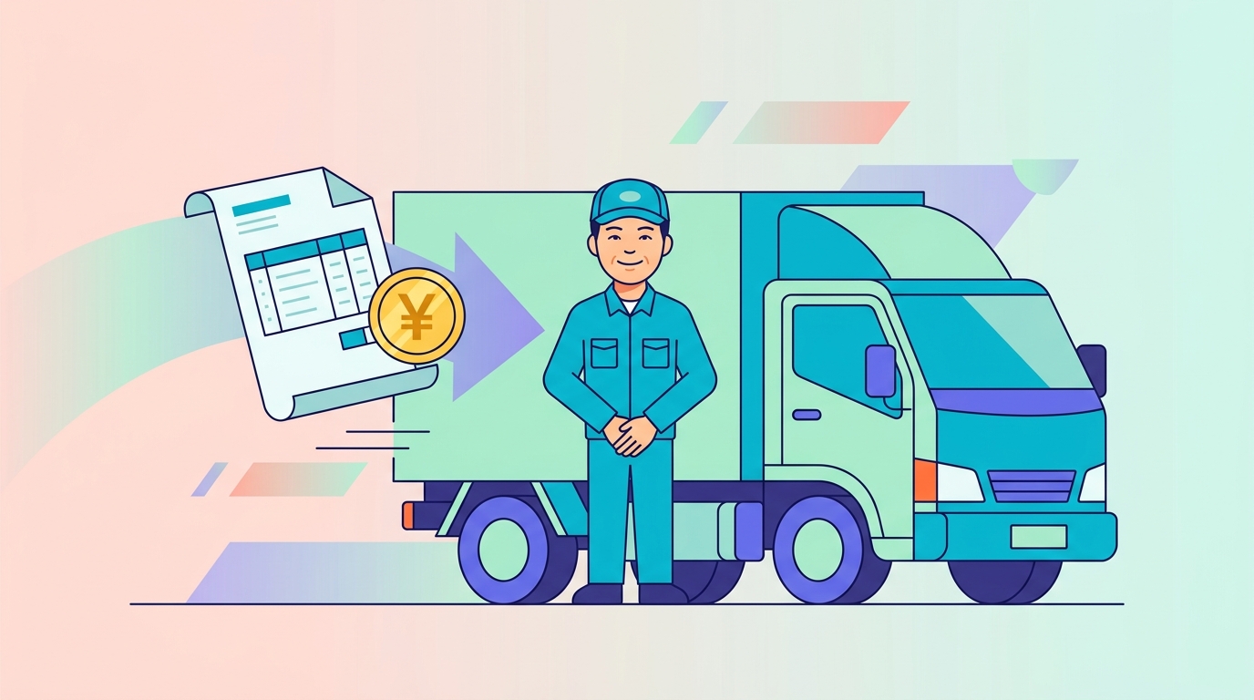 運送業・物流業のファクタリングを解説するイラスト