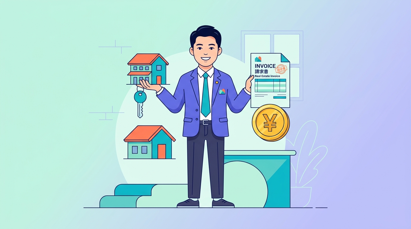 不動産業のファクタリングを解説するイラスト